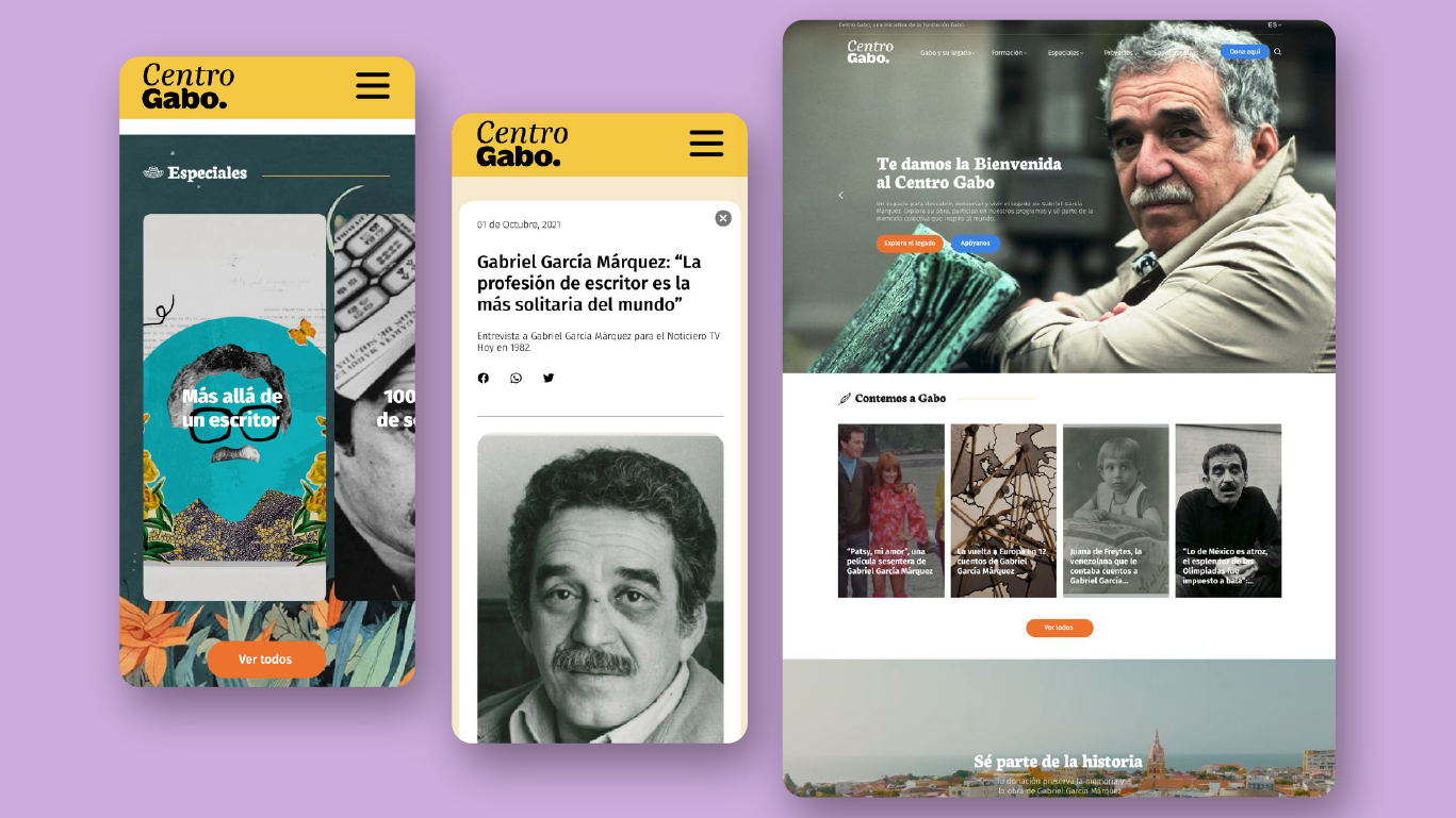 Interfaz diseño web Centro Gabo